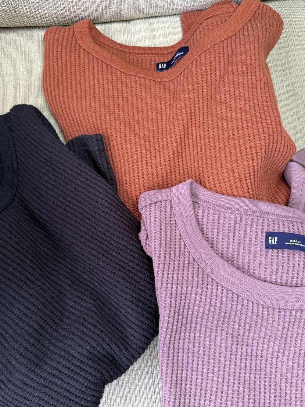 NWOT SET OF THREE GAP Woman's 
Waffle Thermal Top Size S